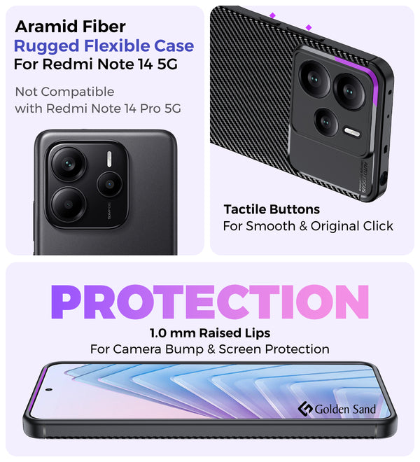 Redmi Note 14 5G (6.67 inch) Back Cover | Aramid Fiber Series, Black