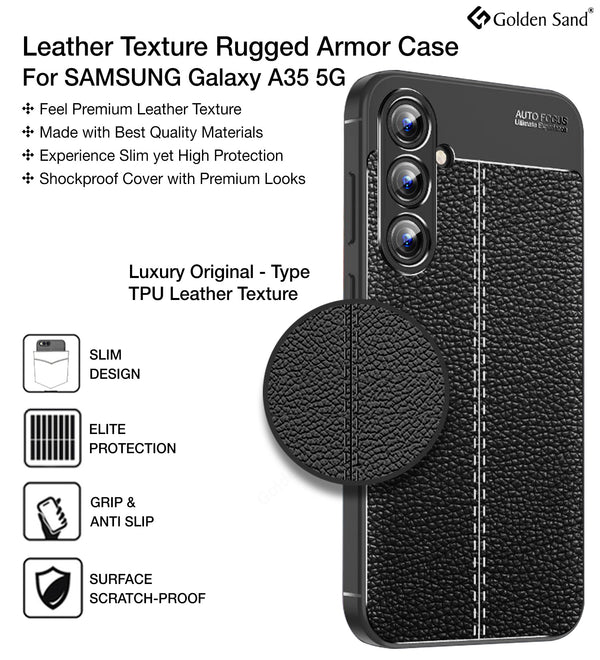 Samsung Galaxy A35 5G (6.6 inch) Back Cover | Vegan Leather Series, Black