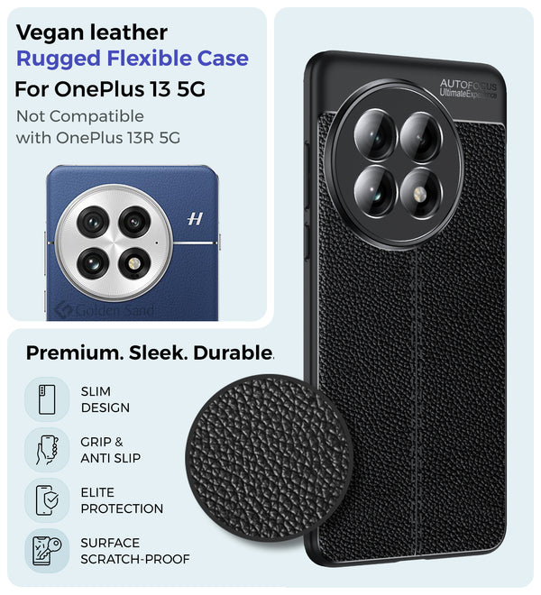 OnePlus 13 5G (6.82 inch) Back Cover | Vegan Leather Series, Black