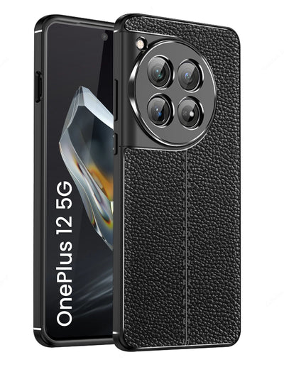 OnePlus 12 5G (6.82 inch) Back Cover | Vegan Leather Series, Black