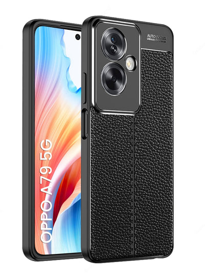 OPPO A79 5G (6.72 inch) Back Cover | Vegan Leather Series, Black