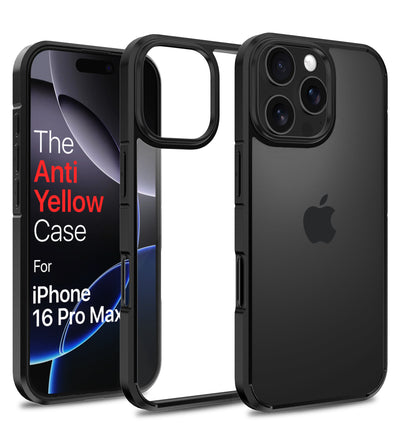 Apple iPhone 16 Pro Max (6.9 inch) Back Cover | Ice Crystal Series [Anti Yellow], (Transparent Black)