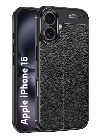 Apple iPhone 16 (6.1 inch) Back Cover | Vegan Leather Series, Black