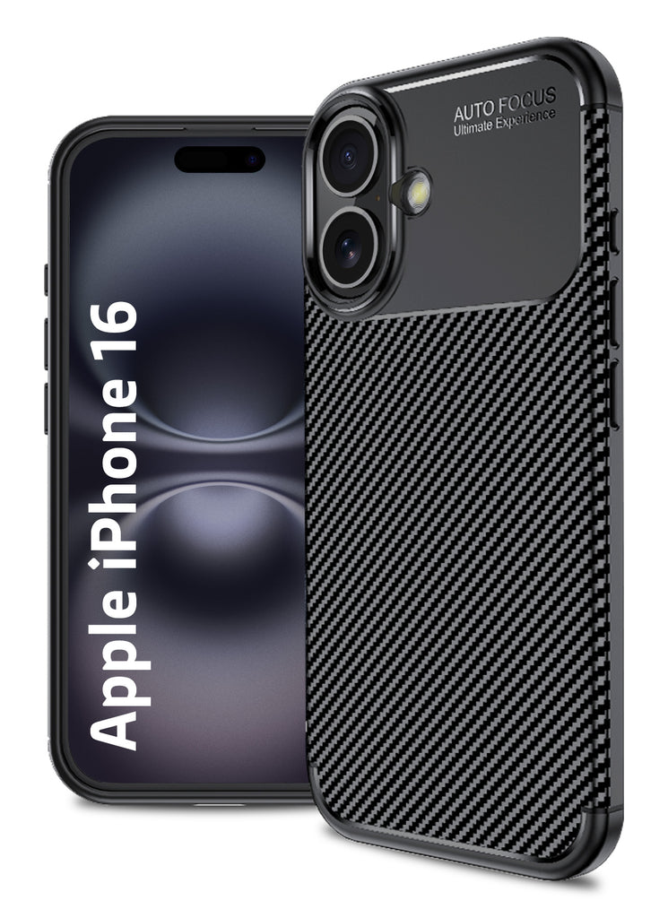 Aramid Fibre Series Shockproof Armor Back Cover for Apple iPhone 16, 6.1 inch, Black