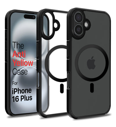 Apple iPhone 16 Plus (6.7 inch) Back Cover | Ice Crystal MagSnap Series [Anti Yellow], (Transparent Black)