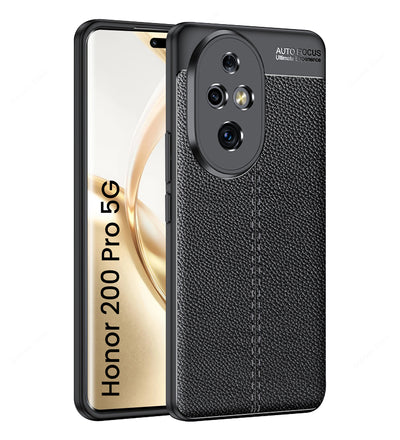 Honor 200 Pro 5G (6.78 inch) Back Cover | Vegan Leather Series, Black