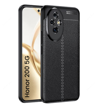 Honor 200 5G (6.7 inch) Back Cover | Vegan Leather Series, Black