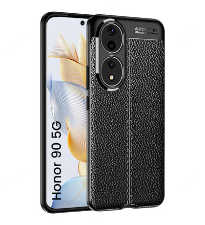 HONOR 90 5G (6.7 inch) Back Cover | Vegan Leather Series, Black