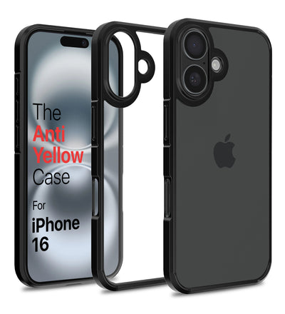 Apple iPhone 16 (6.1 inch) Back Cover | Ice Crystal Series [Anti Yellow], (Transparent Black)