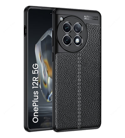OnePlus 12R 5G (6.78 inch) Back Cover | Vegan Leather Series, Black