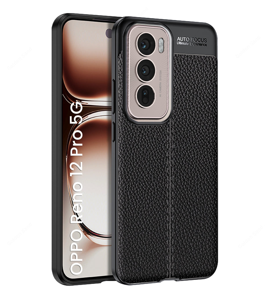 Leather Armor TPU Series Shockproof Armor Back Cover for OPPO Reno 12 Pro 5G, 6.7 inch, Black