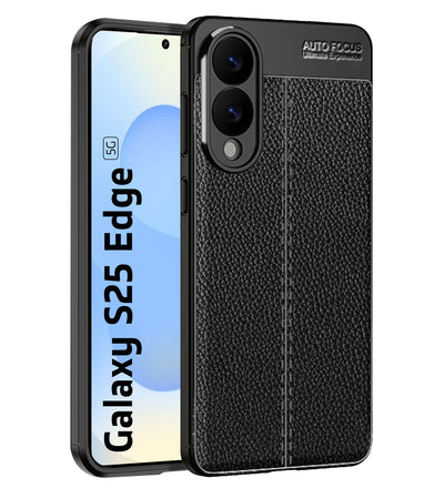 Samsung Galaxy S25 Edge 5G (6.66 inch) Back Cover | Vegan Leather Series, Black