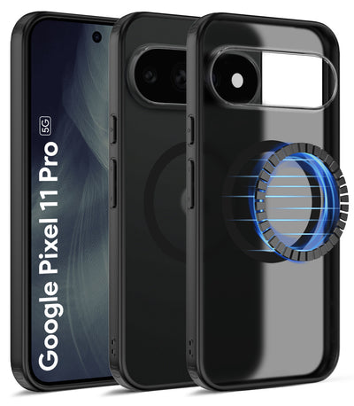 Google Pixel 11 Pro 5G (6.3 inch) Back Cover | Rugged Frosted MagSnap Series, Obsidian Black