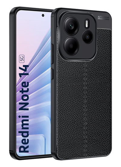 Redmi Note 14 5G (6.67 inch) Back Cover | Vegan Leather Series, Black