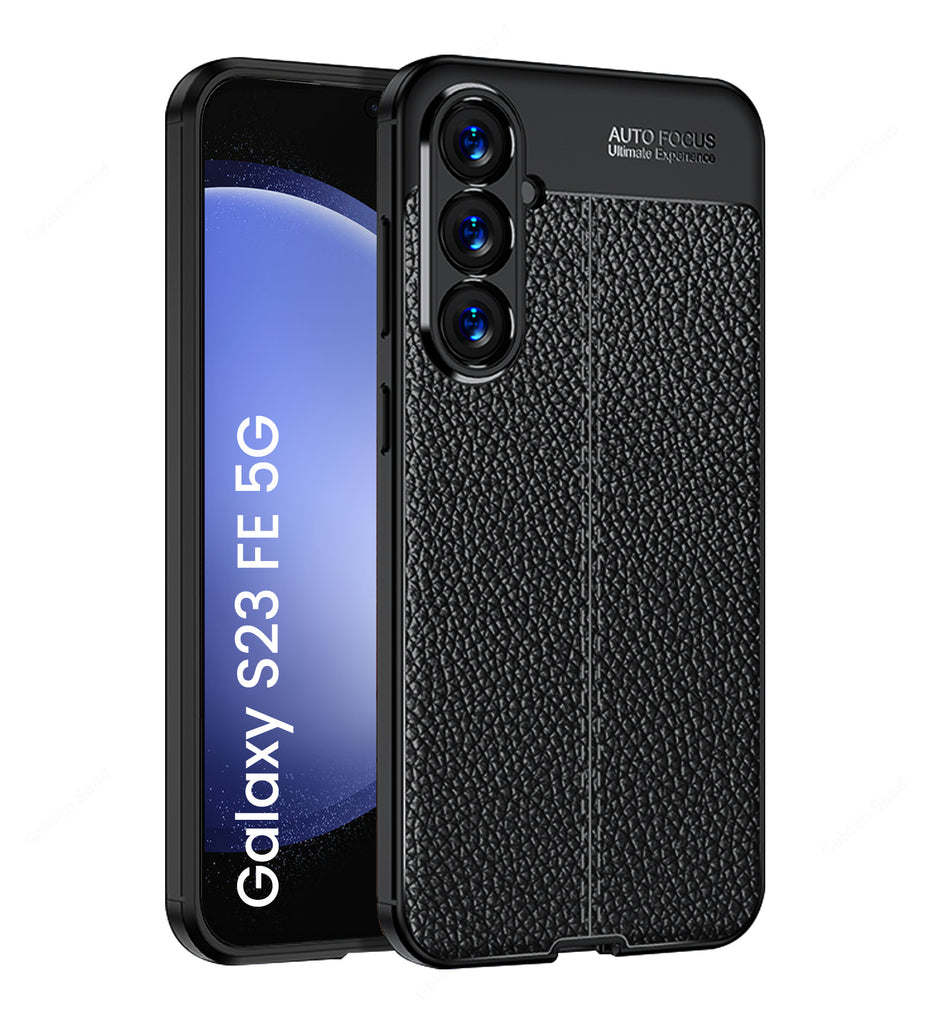 Leather Armor TPU Series Shockproof Armor Back Cover for Samsung Galaxy S23 FE 5G, 6.4 inch, Black