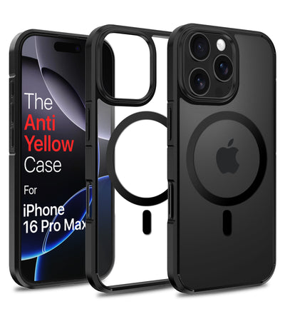 Apple iPhone 16 Pro Max (6.9 inch) Back Cover | Ice Crystal MagSnap Series [Anti Yellow], (Transparent Black)