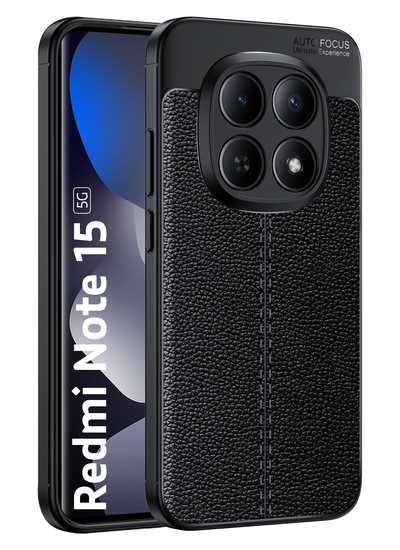 Redmi Note 15 5G (6.77 inch) Back Cover | Vegan Leather Series, Black