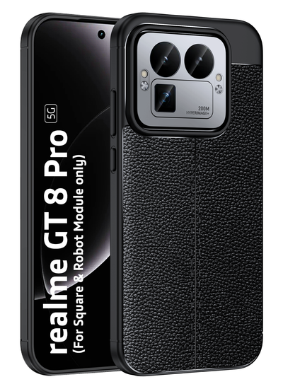 Realme GT 8 Pro 5G, Realme GT 8 Pro Dream Edition, [Compatible With Only Square & Robot Camera Module], (6.79 inch) Back Cover | Vegan Leather Series, Urban Black