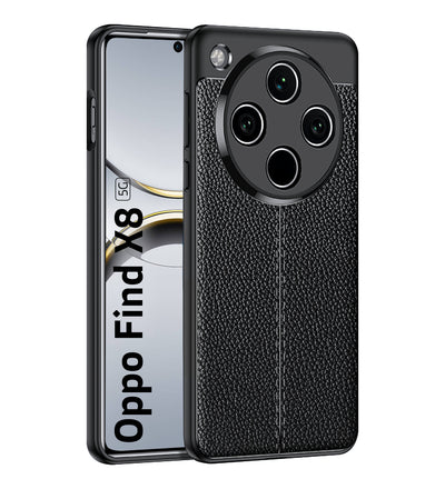Oppo Find X8 5G (6.59 inch) Back Cover | Vegan Leather Series, Black