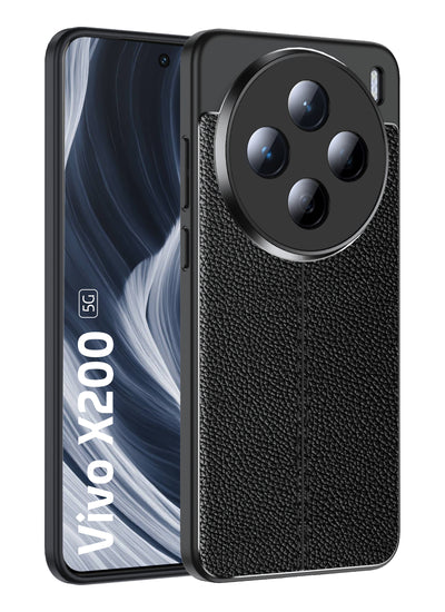 Vivo X200 5G (6.67 inch) Back Cover | Vegan Leather Series, Black