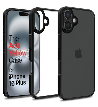 Apple iPhone 16 Plus (6.7 inch) Back Cover | Ice Crystal Series [Anti Yellow], (Transparent Black)
