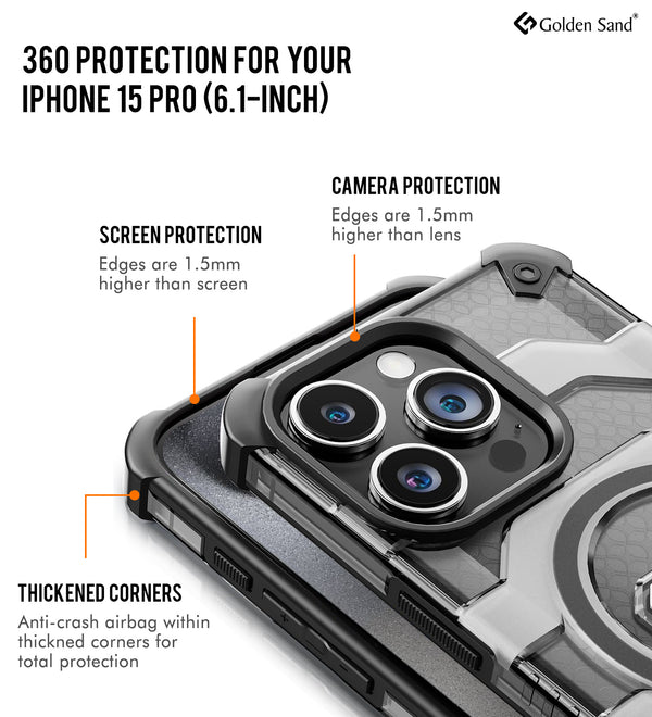 Apple iPhone 15 Pro (6.1 inch) Back Cover | Explorer Series, [Magsafe Compatible], Space Black