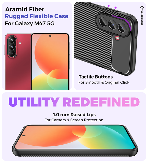 Samsung Galaxy M47 5G (6.7 inch) Back Cover | Aramid Fiber Series, Black