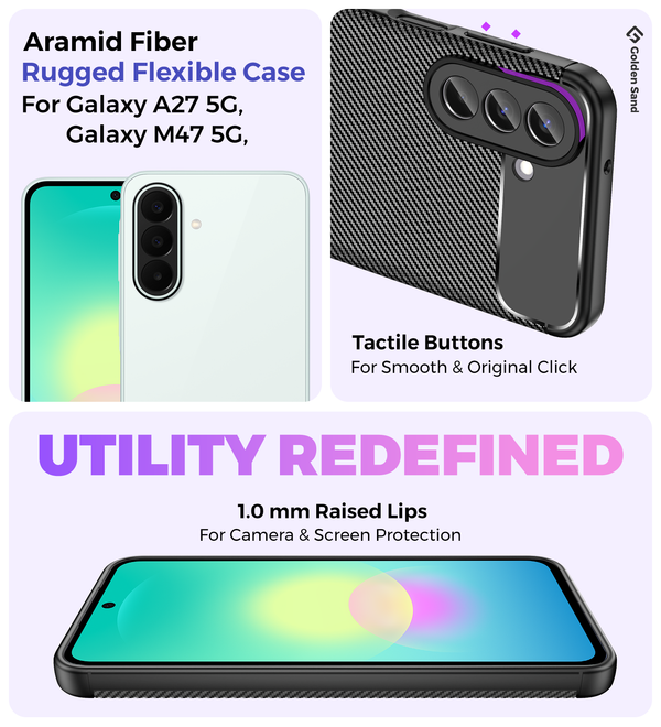 Samsung Galaxy M47 5G, Samsung Galaxy A27 5G (6.7 inch) Back Cover | Aramid Fiber Series, Black