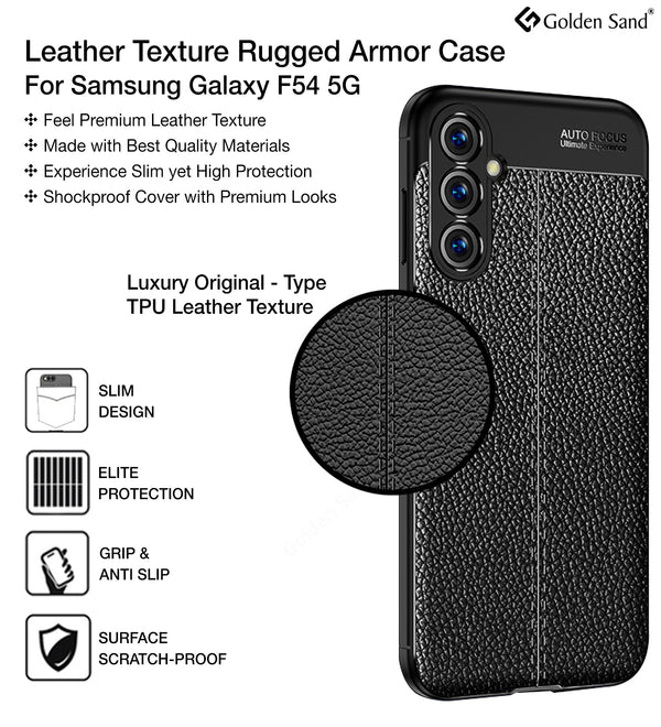 Samsung Galaxy F54 5G (6.7 inch) Back Cover | Vegan Leather Series, Black