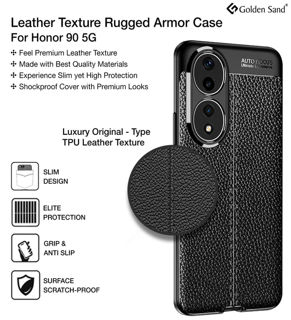 HONOR 90 5G (6.7 inch) Back Cover | Vegan Leather Series, Black