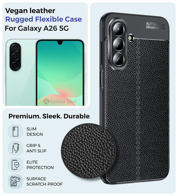 Samsung Galaxy A26 5G (6.7 inch) Back Cover | Vegan Leather Series, Black