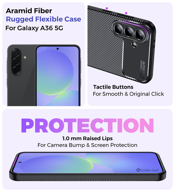 Samsung Galaxy A36 5G (6.7 inch) Back Cover | Aramid Fiber Series, Black