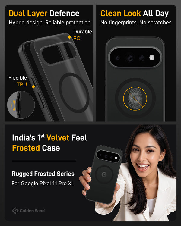 Google Pixel 11 Pro XL 5G (6.8 inch) Back Cover | Rugged Frosted MagSnap Series, Obsidian Black