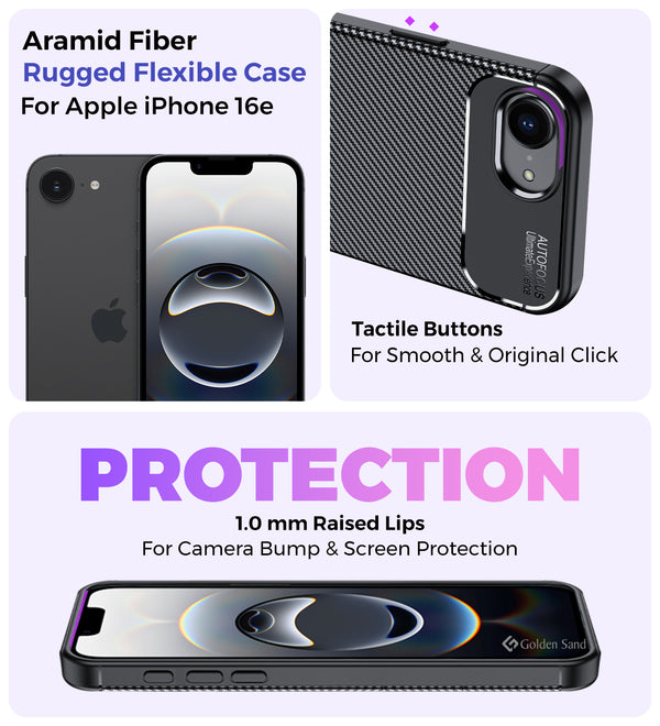 Apple iPhone 16e (6.1 inch) Back Cover | Aramid Fiber Series, Black