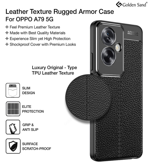 OPPO A79 5G (6.72 inch) Back Cover | Vegan Leather Series, Black