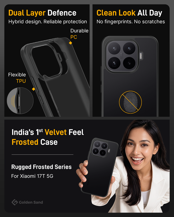 Xiaomi 17T 5G (6.59 inch) Back Cover | Rugged Frosted Series, Black