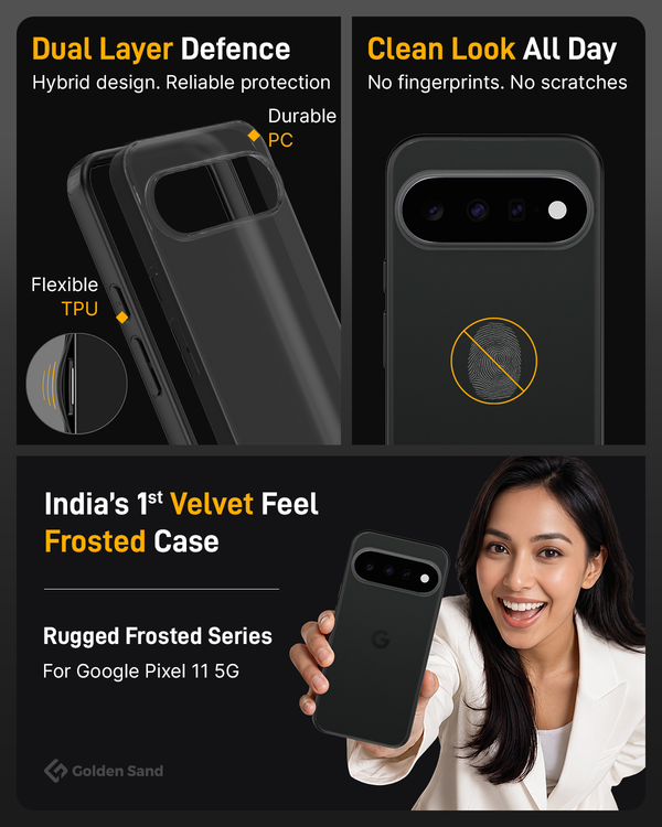 Google Pixel 11 5G (6.3 inch) Back Cover | Rugged Frosted Series, Obsidian Black