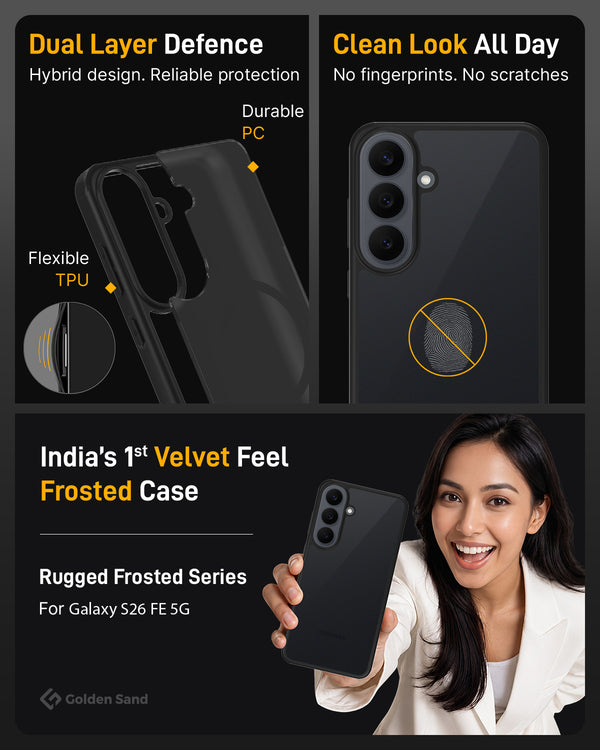 Samsung Galaxy S26 FE 5G (6.7 inch) Back Cover | Rugged Frosted Series, Graphite Black
