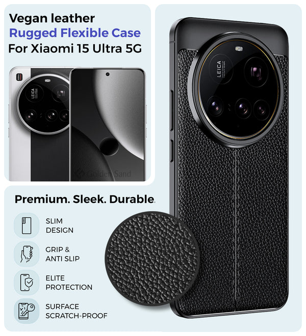 Xiaomi 15 Ultra 5G (6.7 inch) Back Cover | Vegan Leather Series, Black