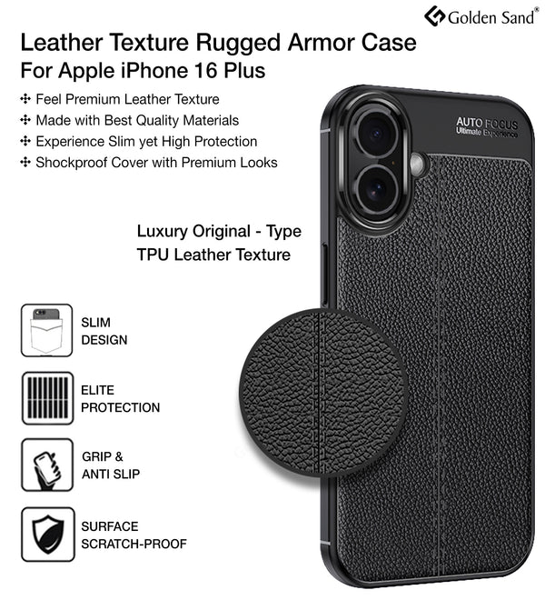 Apple iPhone 16 Plus (6.7 inch) Back Cover | Vegan Leather Series, Black