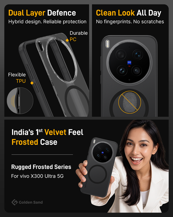 Vivo X300 Ultra 5G (6.82 inch) Back Cover | Rugged Frosted MagSnap Series, Noir Black