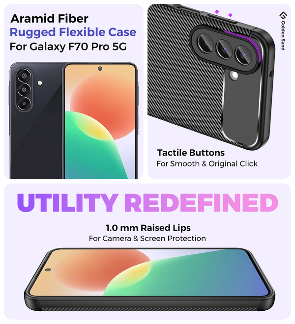 Samsung Galaxy F70 Pro 5G (6.7 inch) Back Cover | Aramid Fiber Series, Alpha Black