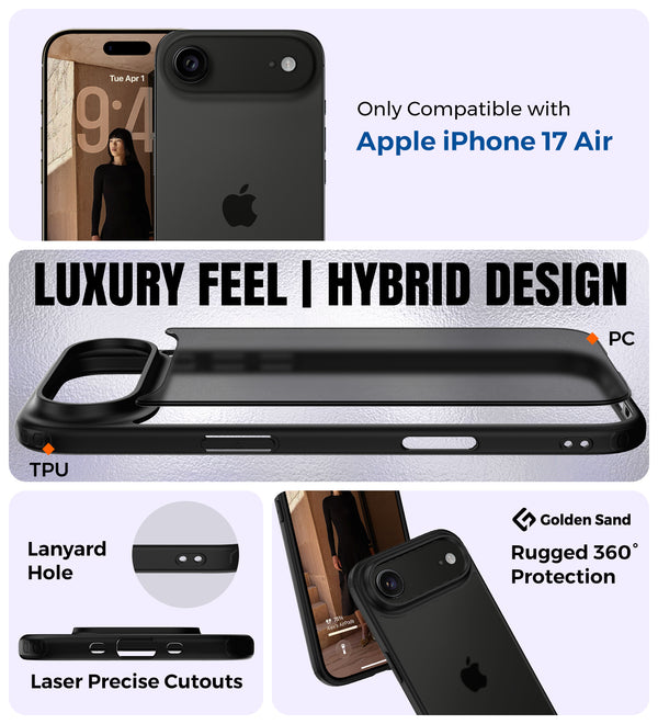 Apple iPhone Air, iPhone 17 Air 5G (6.9 inch) Back Cover | Rugged Frosted Series, Space Black