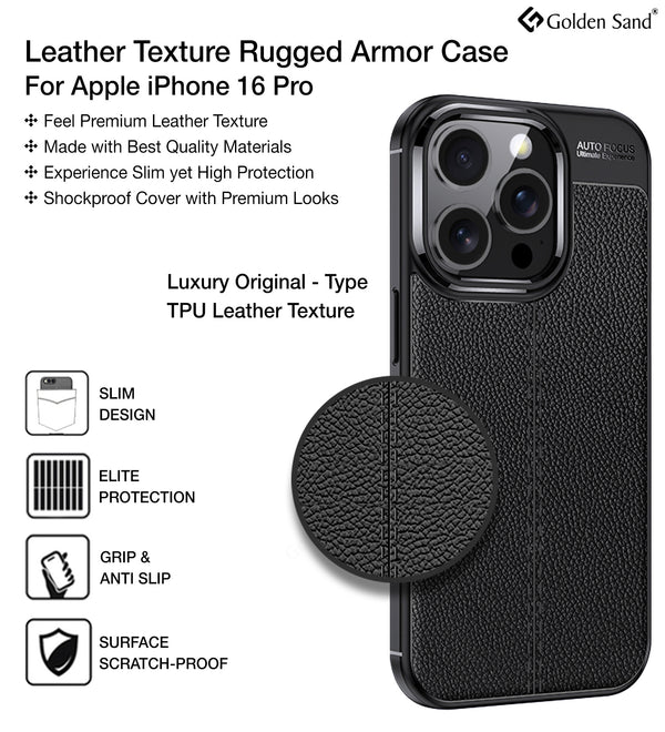 Apple iPhone 16 Pro (6.3 inch) Back Cover | Vegan Leather Series, Black