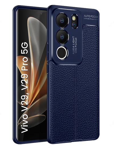 Vivo V29 5G, Vivo V29 Pro 5G (6.78 inch) Back Cover | Vegan Leather Series, Blue