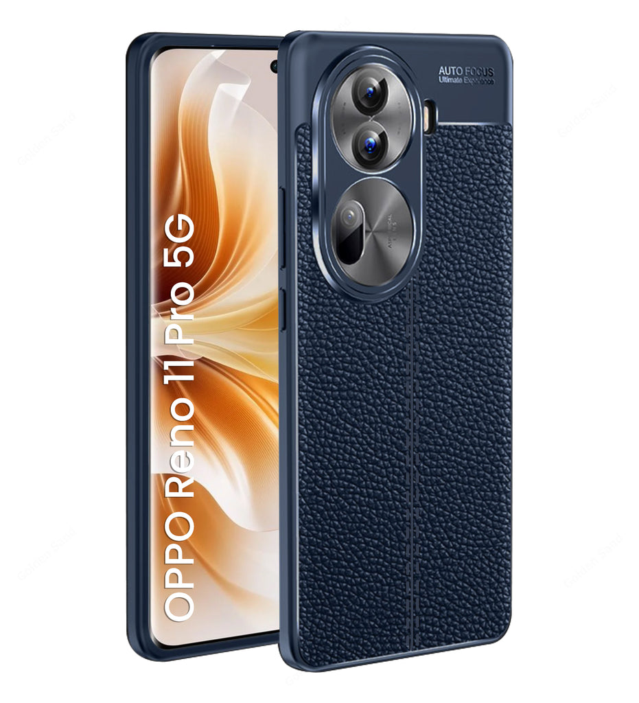 Leather Armor TPU Series Shockproof Armor Back Cover for OPPO Reno 11 Pro 5G, 6.7 inch, Blue