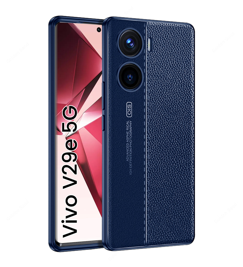 Leather Armor TPU Series Shockproof Armor Back Cover for Vivo V29e 5G, 6.78 inch, Blue