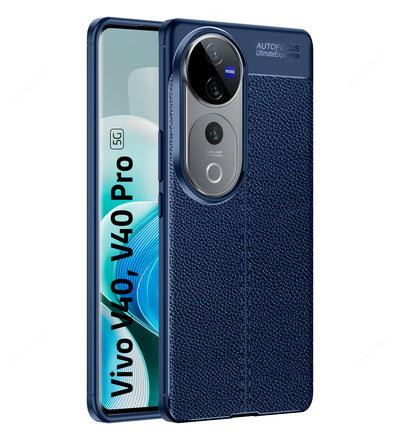 Vivo V40 5G, Vivo V40 Pro 5G, Vivo T3 Ultra 5G (6.78 inch) Back Cover | Vegan Leather Series, Blue