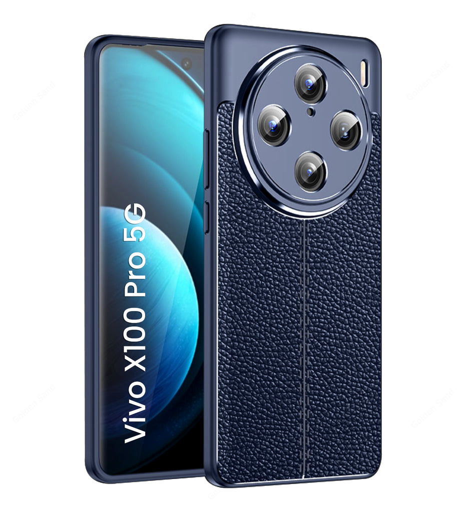 Leather Armor TPU Series Shockproof Armor Back Cover for Vivo X100 Pro 5G, 6.78 inch, Blue