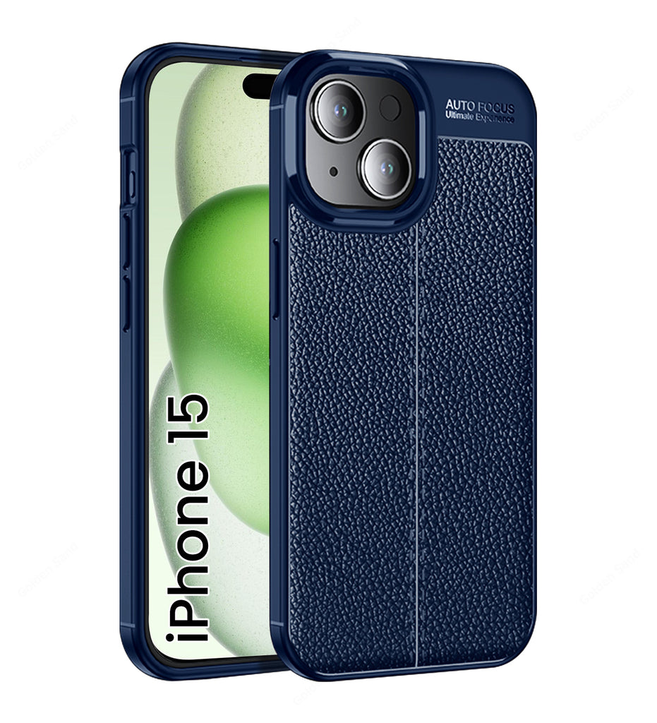 Apple iPhone 15 (6.1 inch) Back Cover | Vegan Leather Series, Blue